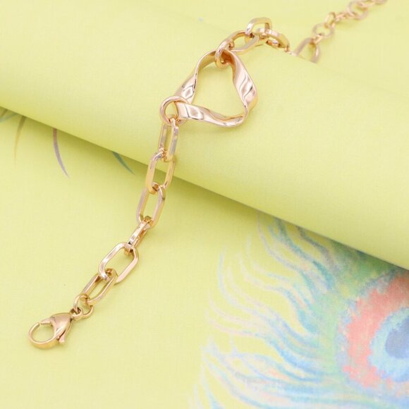 "Stylish Rose Gold Plated Bracelet with Twisted Heart Design, XPBL0895 - Picture 8 of 13